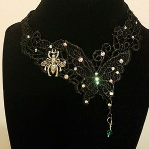 Lace butterfly choker